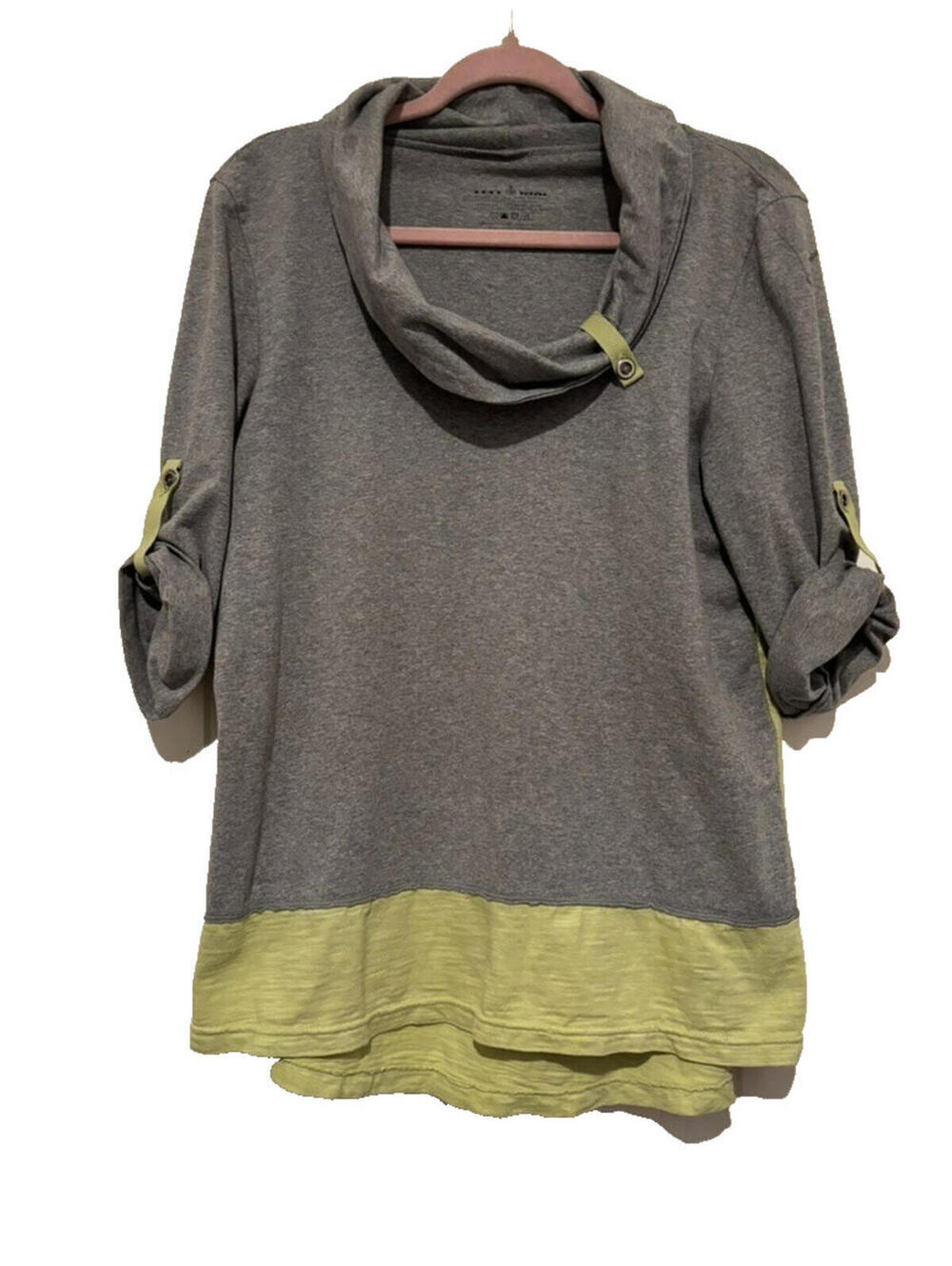 Neon Buddah sz M grey/green cotton athletic yoga stretchy sweatshirt #3515